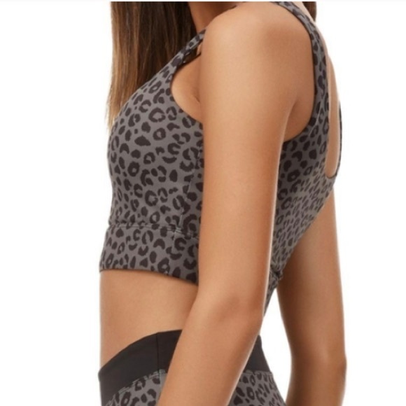 Anthropologie All Fenix Sports Charcoal Leopard Jagger Long Bra size medium bra - Picture 3 of 9